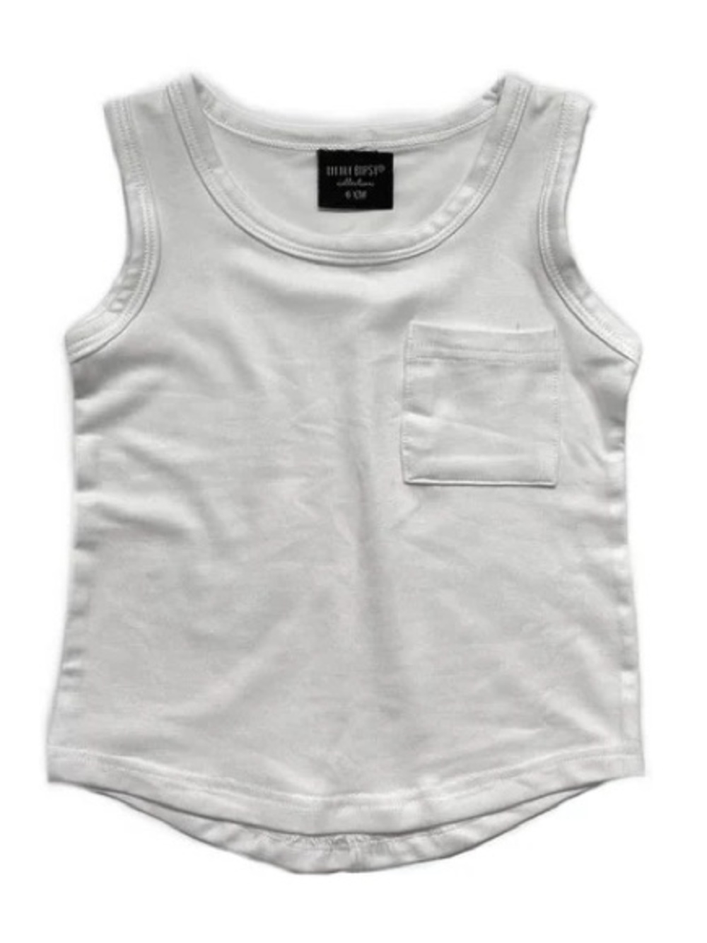 Little Bipsy White bamboo Sleeveless Pocket Tank Top for Kids